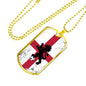 England Flag And Futbol/Soccer Necklace Stainless Steel or 18k Gold Dog Tag 24" Chain-Express Your Love Gifts