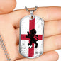 England Flag And Futbol/Soccer Necklace Stainless Steel or 18k Gold Dog Tag 24" Chain-Express Your Love Gifts