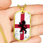 England Flag And Futbol/Soccer Necklace Stainless Steel or 18k Gold Dog Tag 24" Chain-Express Your Love Gifts