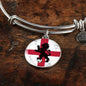 England Flag And Futbol/Soccer Stainless Steel or 18k Gold Circle Bangle Bracelet - Express Your Love Gifts