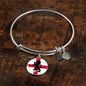 England Flag And Futbol/Soccer Stainless Steel or 18k Gold Circle Bangle Bracelet - Express Your Love Gifts