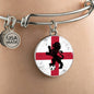 England Flag And Futbol/Soccer Stainless Steel or 18k Gold Circle Bangle Bracelet - Express Your Love Gifts