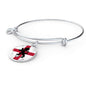 England Flag And Futbol/Soccer Stainless Steel or 18k Gold Circle Bangle Bracelet - Express Your Love Gifts