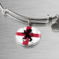 England Flag And Futbol/Soccer Stainless Steel or 18k Gold Circle Bangle Bracelet - Express Your Love Gifts