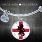 England Flag And Futbol/Soccer Stainless Steel or 18k Gold Circle Bangle Bracelet - Express Your Love Gifts