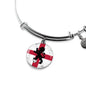 England Flag And Futbol/Soccer Stainless Steel or 18k Gold Circle Bangle Bracelet - Express Your Love Gifts
