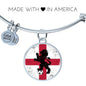 England Flag And Futbol/Soccer Stainless Steel or 18k Gold Circle Bangle Bracelet - Express Your Love Gifts
