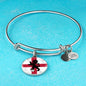 England Flag And Futbol/Soccer Stainless Steel or 18k Gold Circle Bangle Bracelet - Express Your Love Gifts