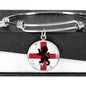 England Flag And Futbol/Soccer Stainless Steel or 18k Gold Circle Bangle Bracelet - Express Your Love Gifts