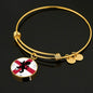 England Flag And Futbol/Soccer Stainless Steel or 18k Gold Circle Bangle Bracelet - Express Your Love Gifts