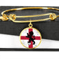 England Flag And Futbol/Soccer Stainless Steel or 18k Gold Circle Bangle Bracelet - Express Your Love Gifts