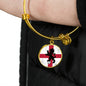 England Flag And Futbol/Soccer Stainless Steel or 18k Gold Circle Bangle Bracelet - Express Your Love Gifts