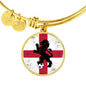 England Flag And Futbol/Soccer Stainless Steel or 18k Gold Circle Bangle Bracelet - Express Your Love Gifts
