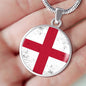 England Flag Necklace Flag Of England Stainless Steel or 18k Gold Circle Pendant 18-22" - Express Your Love Gifts