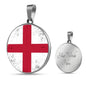 England Flag Necklace Flag Of England Stainless Steel or 18k Gold Circle Pendant 18-22" - Express Your Love Gifts