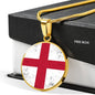 England Flag Necklace Flag Of England Stainless Steel or 18k Gold Circle Pendant 18-22" - Express Your Love Gifts