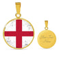 England Flag Necklace Flag Of England Stainless Steel or 18k Gold Circle Pendant 18-22" - Express Your Love Gifts