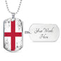 England Flag Necklace Flag Of England Stainless Steel or 18k Gold Dog Tag 24" - Express Your Love Gifts
