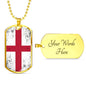 England Flag Necklace Flag Of England Stainless Steel or 18k Gold Dog Tag 24" - Express Your Love Gifts