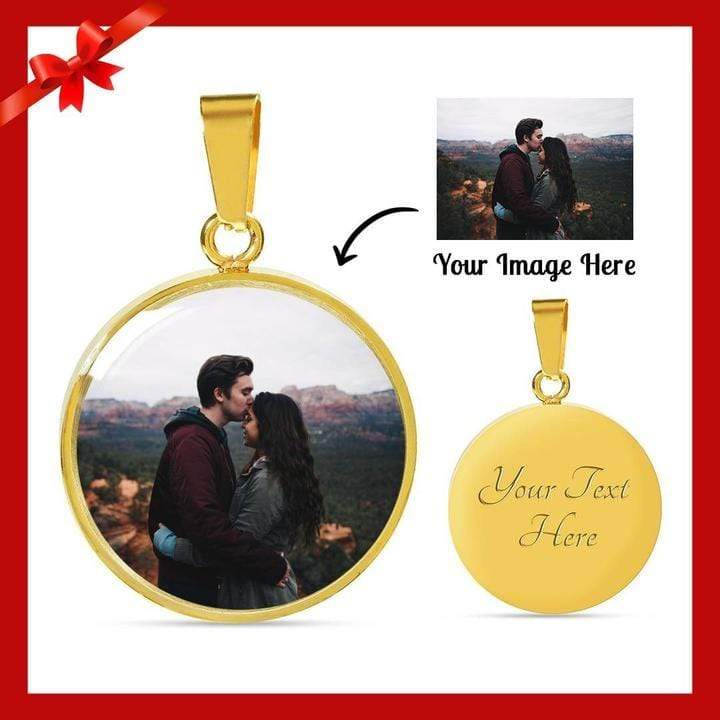 Engraved Photo Circle Pendant Customize Your Picture - Express Your Love Gifts