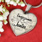 Envejezcamos Juntos Necklace Stainless Steel or 18k Gold Heart Pendant 18-22" - Express Your Love Gifts