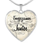 Envejezcamos Juntos Necklace Stainless Steel or 18k Gold Heart Pendant 18-22" - Express Your Love Gifts