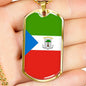 Equatorial Guinea Flag Necklace Equatorial Guinea Flag Stainless Steel or 18k Gold Dog Tag 24" - Express Your Love Gifts
