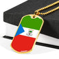 Equatorial Guinea Flag Necklace Equatorial Guinea Flag Stainless Steel or 18k Gold Dog Tag 24" - Express Your Love Gifts