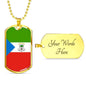 Equatorial Guinea Flag Necklace Equatorial Guinea Flag Stainless Steel or 18k Gold Dog Tag 24" - Express Your Love Gifts