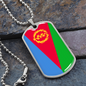 Eritrea Flag Necklace Stainless Steel or 18k Gold Dog Tag 24" Chain - Express Your Love Gifts
