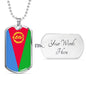 Eritrea Flag Necklace Stainless Steel or 18k Gold Dog Tag 24" Chain - Express Your Love Gifts