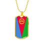 Eritrea Flag Necklace Stainless Steel or 18k Gold Dog Tag 24" Chain - Express Your Love Gifts