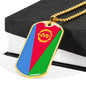 Eritrea Flag Necklace Stainless Steel or 18k Gold Dog Tag 24" Chain - Express Your Love Gifts