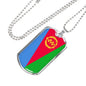 Eritrea Flag Necklace Stainless Steel or 18k Gold Dog Tag 24" Chain - Express Your Love Gifts