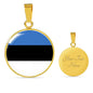 Estonia Flag Necklace Estonia Flag Circle Pendant Stainless Steel or 18k Gold 18-22" - Express Your Love Gifts