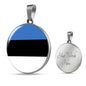 Estonia Flag Necklace Estonia Flag Circle Pendant Stainless Steel or 18k Gold 18-22" - Express Your Love Gifts