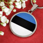 Estonia Flag Necklace Estonia Flag Circle Pendant Stainless Steel or 18k Gold 18-22" - Express Your Love Gifts