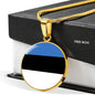 Estonia Flag Necklace Estonia Flag Circle Pendant Stainless Steel or 18k Gold 18-22" - Express Your Love Gifts