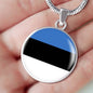 Estonia Flag Necklace Estonia Flag Circle Pendant Stainless Steel or 18k Gold 18-22" - Express Your Love Gifts