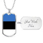 Estonia Flag Necklace Estonia Flag Stainless Steel or 18k Gold Dog Tag 24" - Express Your Love Gifts