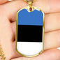 Estonia Flag Necklace Estonia Flag Stainless Steel or 18k Gold Dog Tag 24" - Express Your Love Gifts