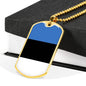 Estonia Flag Necklace Estonia Flag Stainless Steel or 18k Gold Dog Tag 24" - Express Your Love Gifts
