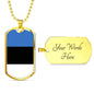 Estonia Flag Necklace Estonia Flag Stainless Steel or 18k Gold Dog Tag 24" - Express Your Love Gifts