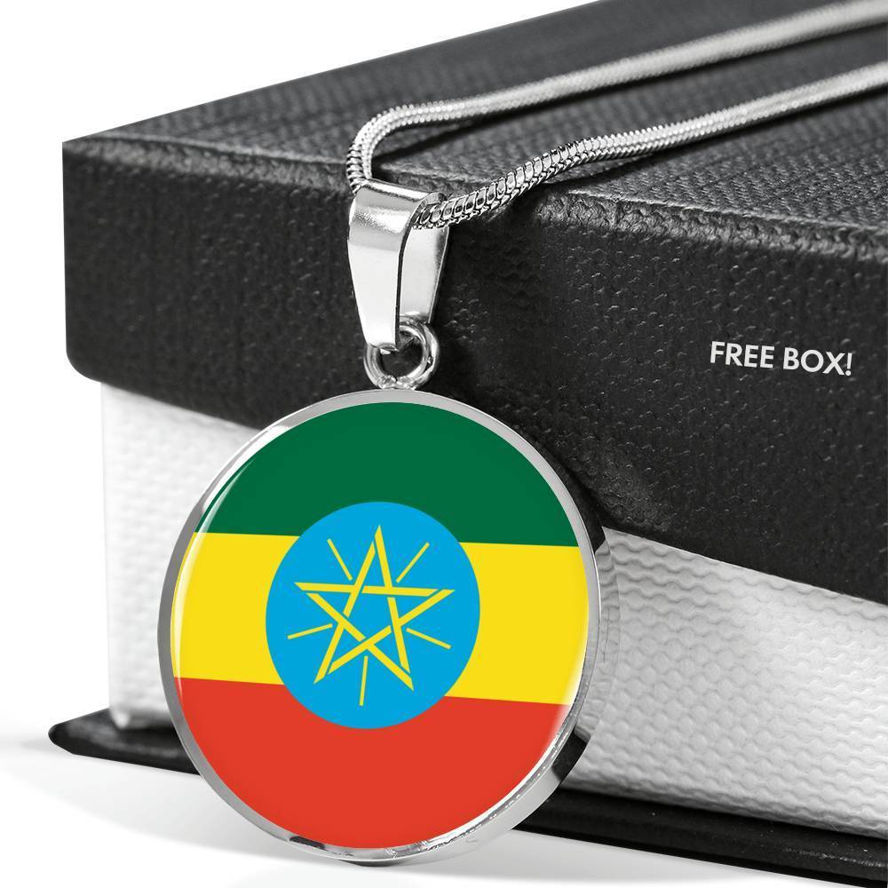 Ethiopia Flag Necklace Ethiopia Flag Stainless Steel or 18k Gold 18-22" - Express Your Love Gifts