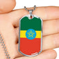 Ethiopia Flag Necklace Ethiopia Flag Stainless Steel or 18k Gold Dog Tag 24" - Express Your Love Gifts