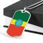 Ethiopia Flag Necklace Ethiopia Flag Stainless Steel or 18k Gold Dog Tag 24" - Express Your Love Gifts