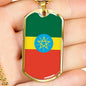 Ethiopia Flag Necklace Ethiopia Flag Stainless Steel or 18k Gold Dog Tag 24" - Express Your Love Gifts