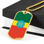 Ethiopia Flag Necklace Ethiopia Flag Stainless Steel or 18k Gold Dog Tag 24" - Express Your Love Gifts