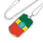 Ethiopia Flag Necklace Ethiopia Flag Stainless Steel or 18k Gold Dog Tag 24" - Express Your Love Gifts