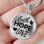 Faith Hope Love Corinthians Circle Necklace Stainless Steel or 18k Gold 18-22"-Express Your Love Gifts